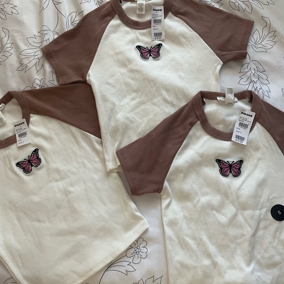 White and Brown Butterfly Baby Tee 🦋 - Picture 2 of 5